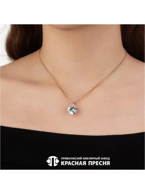 Подвеска серебро 925 пробы, покрытие - золочение, вставка - фианит (недрагоценный камень)