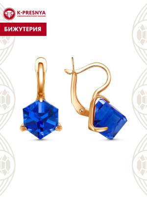 Серьги бижутерия, покрытие - золочение, вставка - ювелирное стекло европейской огранки
