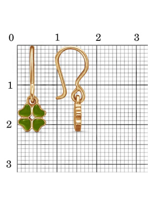 Серьги бижутерия, покрытие - золочение, отделка - эмаль, без вставок