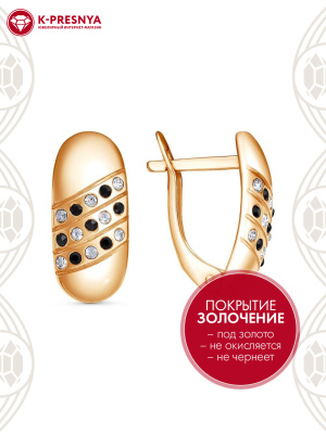 Серьги бижутерия, покрытие - золочение, вставка - стекло ювелирное preciosa