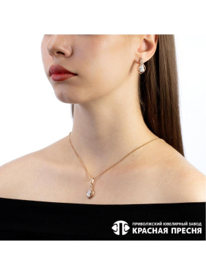 Подвеска серебро 925 пробы, покрытие - золочение, выборочное родирование, вставка - фианит (недрагоценный камень)