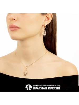 Серьги серебро 925 пробы, покрытие - золочение, отделка - алмазная грань, без вставок