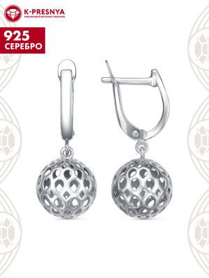 Серьги серебро 925 пробы, покрытие - платинирование, без вставок