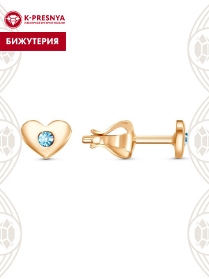Серьги бижутерия, покрытие - золочение, вставка - стекло ювелирное preciosa
