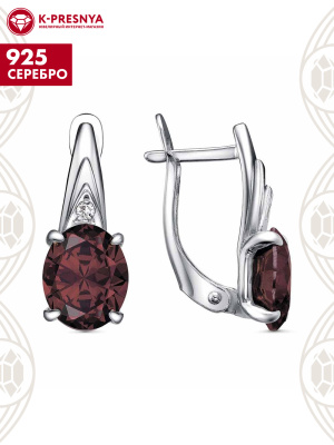 Серьги серебро 925 пробы, покрытие - платинирование, вставка - фианит (недрагоценный камень)