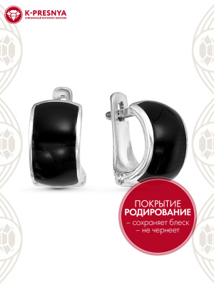 Серьги серебро 925 пробы, покрытие - родирование, отделка - эмаль, без вставок