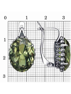 Серьги серебро 925 пробы, покрытие - оксидирование, вставка - фианит собственной огранки (недрагоценный камень)