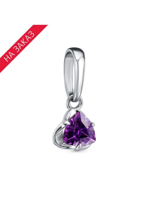 Подвеска серебро 925 пробы, покрытие - родирование, вставка - фианит (недрагоценный камень)
