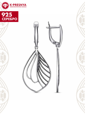 Серьги серебро 925 пробы, покрытие - оксидирование, без вставок
