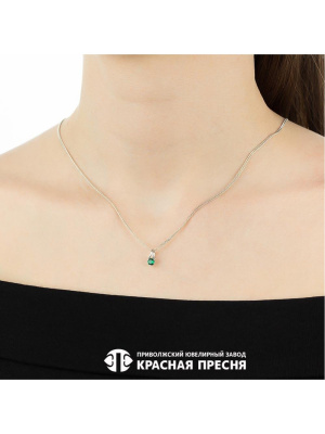 Подвеска серебро 925 пробы, покрытие - родирование, вставка - искусственная шпинель
