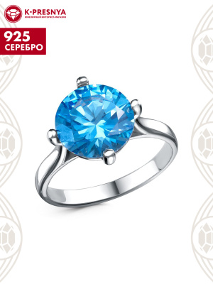 Кольцо серебро 925 пробы, покрытие - родирование, вставка - фианит (недрагоценный камень)
