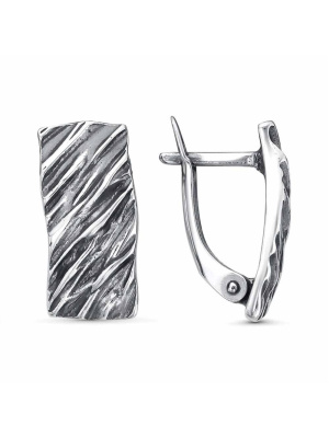 Серьги бижутерия, покрытие - серебрение с оксидированием, без вставок