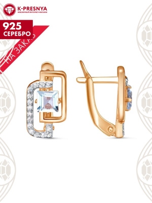 Серьги серебро 925 пробы, покрытие - золочение, выборочное родирование