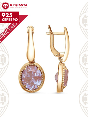 Серьги серебро 925 пробы, покрытие - золочение, вставка - ситалл собственной огранки