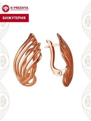 Серьги бижутерия, покрытие - золочение, без вставок