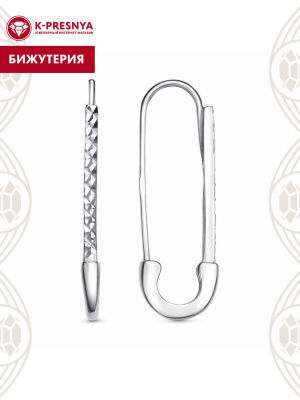 Серьги бижутерия, покрытие - платинирование, отделка - алмазная грань, без вставок