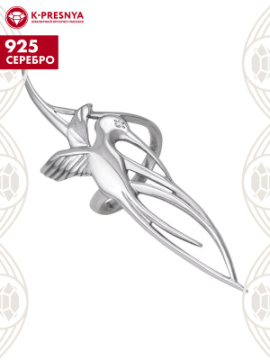 Кольцо серебро 925 пробы, покрытие - оксидирование, вставка - фианит (недрагоценный камень)