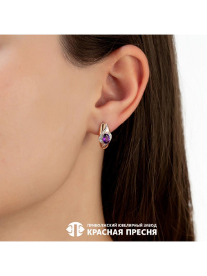 Серьги серебро 925 пробы, покрытие - золочение, выборочное родирование