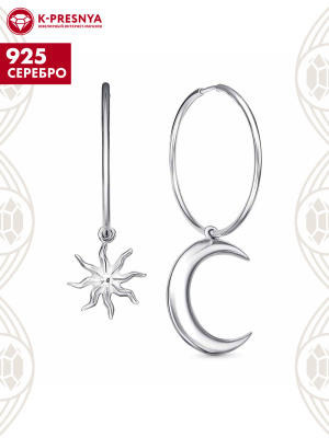 Серьги серебро 925 пробы, покрытие - платинирование, без вставок