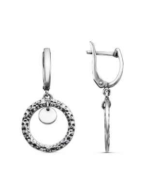 Серьги бижутерия, покрытие - серебрение с оксидированием, без вставок