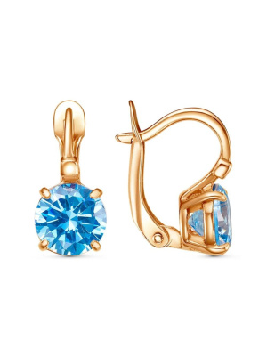 Серьги бижутерия, покрытие - золочение, вставка - фианит (недрагоценный камень)