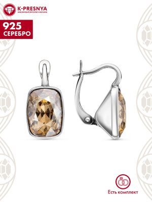 Серьги серебро 925 пробы, покрытие - оксидирование, вставка - ювелирное стекло европейской огранки