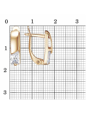 Серьги серебро 925 пробы, покрытие - золочение, вставка - фианит (недрагоценный камень)
