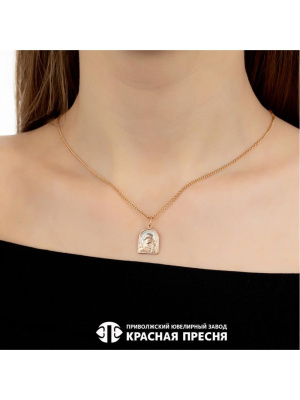 Подвеска "казанская божия матерь" серебро 925 пробы, покрытие - золочение, выборочное родирование, без вставок
