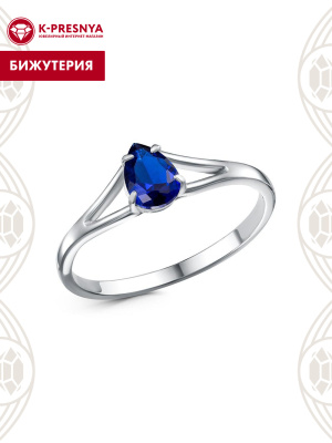 Кольцо бижутерия, покрытие - платинирование, вставка - фианит (недрагоценный камень)