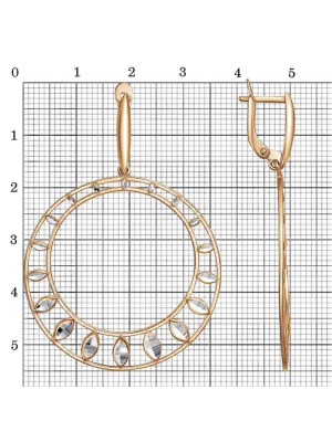 Серьги серебро 925 пробы, покрытие - золочение, отделка - алмазная грань, без вставок