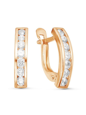 Серьги серебро 925 пробы, покрытие - золочение, вставка - фианит (недрагоценный камень)