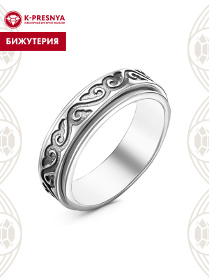 Кольцо бижутерия, покрытие - серебрение с оксидированием, без вставок