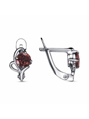 Серьги бижутерия, покрытие - серебрение с оксидированием, вставка - фианит (недрагоценный камень)