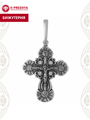 Подвеска бижутерия, покрытие - серебрение с оксидированием, вставка - стекло ювелирное preciosa