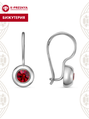 Серьги бижутерия, покрытие - серебрение, вставка - стекло ювелирное preciosa