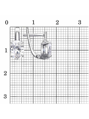 Серьги серебро 925 пробы, покрытие - платинирование, вставка - фианит (недрагоценный камень)