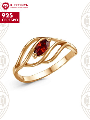 Кольцо серебро 925 пробы, покрытие - золочение, вставка - фианит (недрагоценный камень)