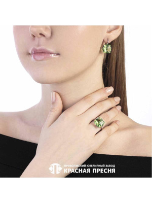 Серьги серебро 925 пробы, покрытие - родирование, вставка - искусственный берилл