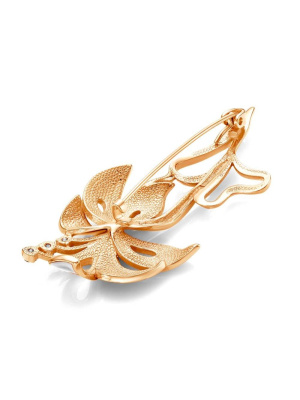 Брошь серебро 925 пробы, покрытие - золочение, отделка - эмаль, вставка - фианит (недрагоценный камень)