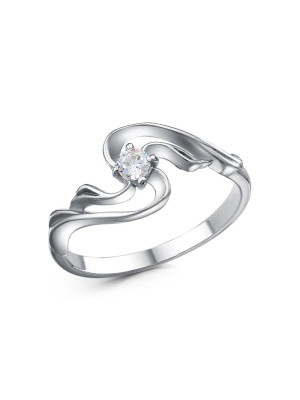 Кольцо бижутерия, покрытие - платинирование, вставка - фианит (недрагоценный камень)