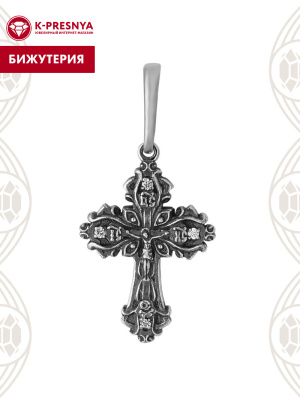 Подвеска бижутерия, покрытие - серебрение с оксидированием, вставка - стекло ювелирное preciosa