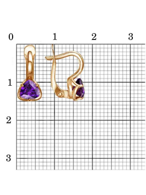 Серьги бижутерия, покрытие - золочение, вставка - фианит (недрагоценный камень)