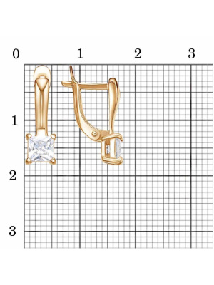 Серьги серебро 925 пробы, покрытие - золочение, вставка - фианит (недрагоценный камень)