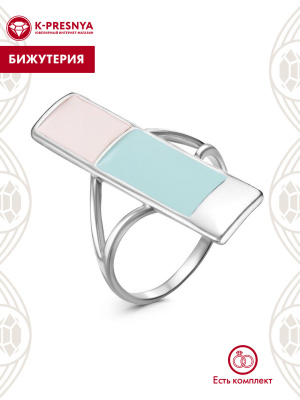 Кольцо бижутерия, покрытие - серебрение с оксидированием, отделка - эмаль, без вставок