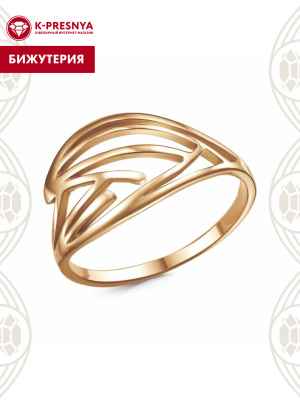 Кольцо бижутерия, покрытие - золочение, без вставок