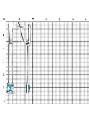 Серьги бижутерия, покрытие - серебрение с оксидированием, вставка - фианит (недрагоценный камень)