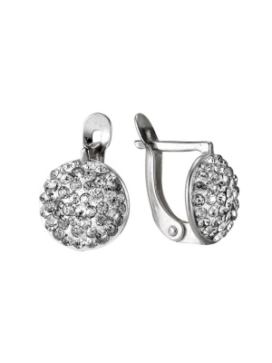 Серьги бижутерия, покрытие - серебрение, вставка - стекло ювелирное preciosa