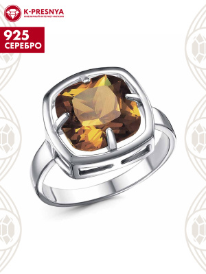 Кольцо серебро 925 пробы, покрытие - платинирование, вставка - ситалл собственной огранки