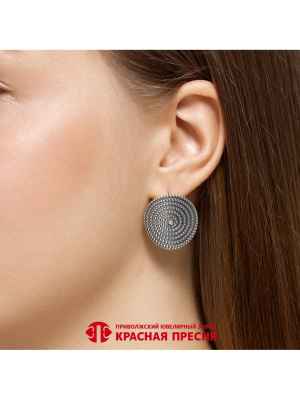 Серьги бижутерия, покрытие - серебрение с оксидированием, без вставок
