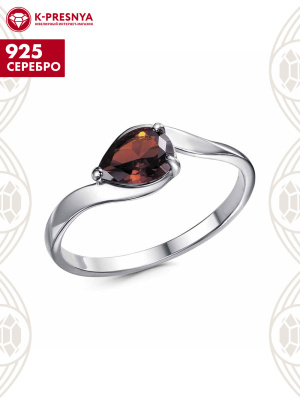 Кольцо серебро 925 пробы, покрытие - родирование, вставка - фианит (недрагоценный камень)